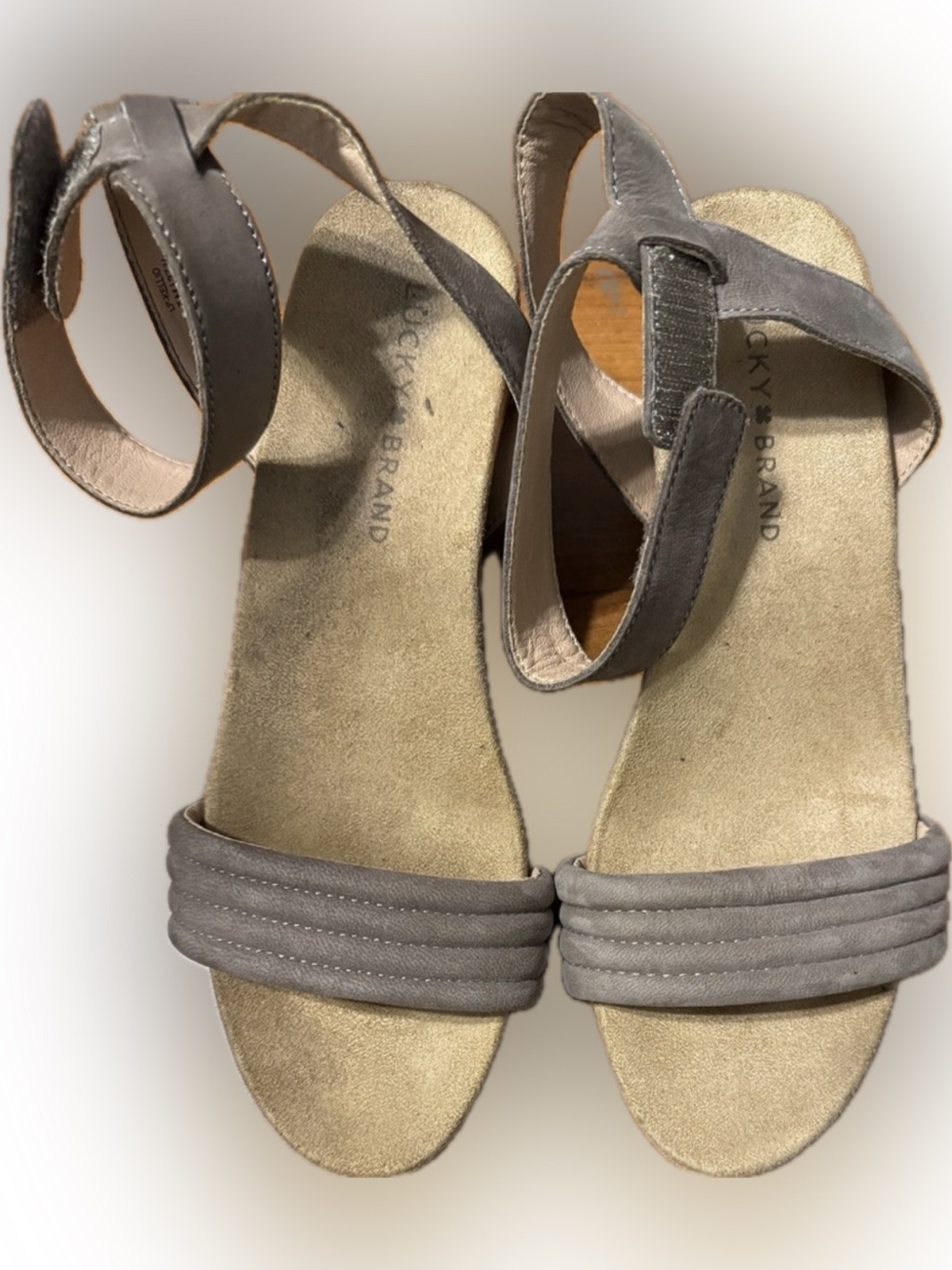Lucky Brand Taupe Strappy Ankle Sandals Size 7.5